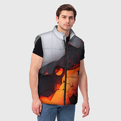 Мужской жилет Объемная плита с красной лавой иллюстрация, цвет: 3D-светло-серый — фото 2