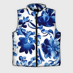 Мужской жилет Гжель акварель, цвет: 3D-черный