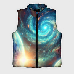 Мужской жилет Неоновая далёкая галактика - нейросеть, цвет: 3D-светло-серый