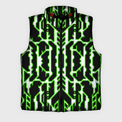 Мужской жилет Техно белые линии с зелёной обводкой на чёрном фон, цвет: 3D-красный