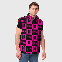 Мужской жилет BTS pattern pink logo, цвет: 3D-красный — фото 2