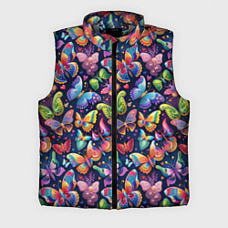 Мужской жилет Бабочки в паттерне разноцветный яркий фон, цвет: 3D-светло-серый