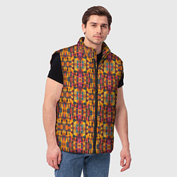 Мужской жилет Розово-оранжевый африканский узор, цвет: 3D-черный — фото 2