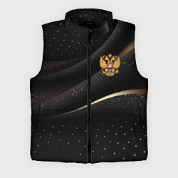Мужской жилет Золотой герб России на черно-золотой текстуре