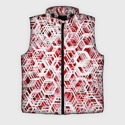 Мужской жилет Хаотичный гексагональный каркас в красном тумане, цвет: 3D-черный