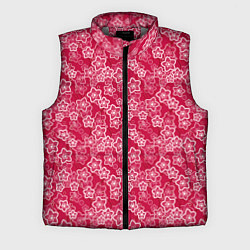 Мужской жилет Красно-белый цветочный узор ретро