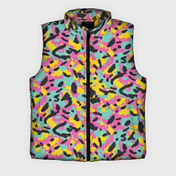 Мужской жилет Пиксельный камуфляжный паттерн в неоновых цветах, цвет: 3D-светло-серый