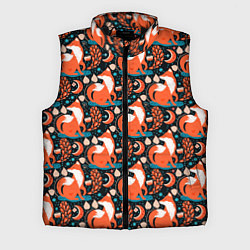 Мужской жилет Разноцветный орнамент лисы паттерном, цвет: 3D-черный