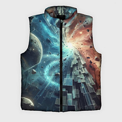 Мужской жилет Рождение новой планеты - неоновое свечение, цвет: 3D-светло-серый