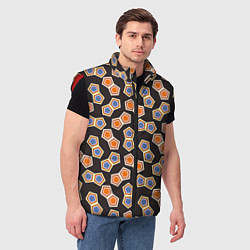 Мужской жилет Сине-оранжевая мозаика на черном, цвет: 3D-красный — фото 2
