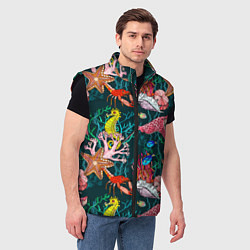 Мужской жилет Морская жизнь под водой - паттерн с звёздами и кон, цвет: 3D-черный — фото 2