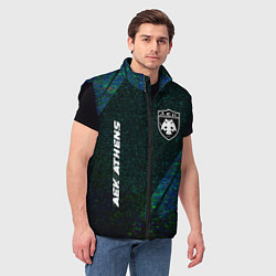 Мужской жилет AEK Athens glitch blue, цвет: 3D-черный — фото 2