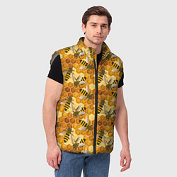Мужской жилет Соты со пчелами, цвет: 3D-светло-серый — фото 2