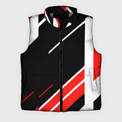 Мужской жилет Бело-красные полосы на чёрном фоне, цвет: 3D-светло-серый