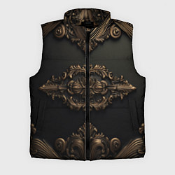 Мужской жилет Объемные темные золотые узоры, цвет: 3D-черный