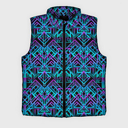 Мужской жилет Неоновый арт деко синтивейв узор, цвет: 3D-черный