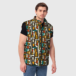 Мужской жилет Африканские этно узоры, цвет: 3D-черный — фото 2