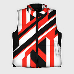 Мужской жилет Чёрно-красные полосы на белом фоне, цвет: 3D-светло-серый