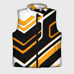 Мужской жилет Чёрно-жёлтые полосы на белом фоне, цвет: 3D-светло-серый