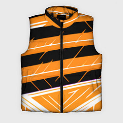Мужской жилет Чёрно-белые полосы на оранжевом фоне, цвет: 3D-черный
