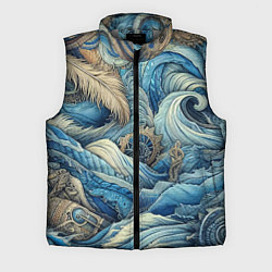 Мужской жилет Паттерн из перьев и джинсы - нейросеть, цвет: 3D-светло-серый