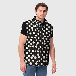 Мужской жилет Черный фон с белыми кружками, цвет: 3D-черный — фото 2