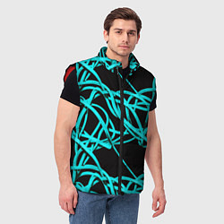 Мужской жилет Ярко голубые линии, цвет: 3D-красный — фото 2