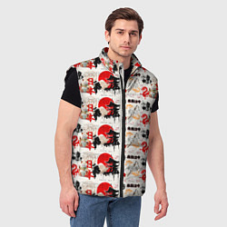 Мужской жилет Японские символы и элементы культуры, цвет: 3D-черный — фото 2