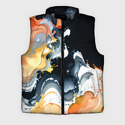 Мужской жилет Белые и персиковые разводы на черном фоне, цвет: 3D-светло-серый