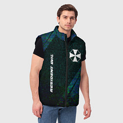 Мужской жилет Resident Evil glitch blue, цвет: 3D-черный — фото 2