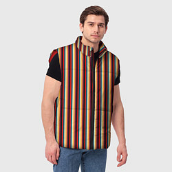 Мужской жилет Жёлтый красный и бирюзовый в сочетании полосы, цвет: 3D-красный — фото 2