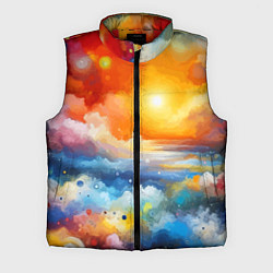 Мужской жилет Закат солнца - разноцветные облака, цвет: 3D-красный