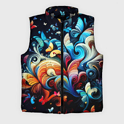 Мужской жилет Бабочки и цветы в ночи - фантазия, цвет: 3D-светло-серый