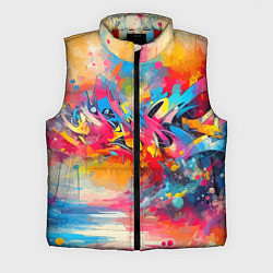Мужской жилет Красочная абстракция - импрессионизм, цвет: 3D-красный