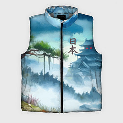 Мужской жилет Японский пейзаж - акварель живопись, цвет: 3D-светло-серый