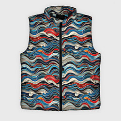 Мужской жилет Разноцветные абстрактные волны, цвет: 3D-черный