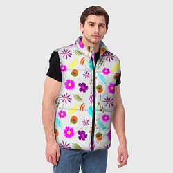 Мужской жилет Яркий цветочный узор-паттерн, цвет: 3D-черный — фото 2