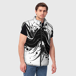 Мужской жилет Чёрно-белая абстракция нейросеть, цвет: 3D-светло-серый — фото 2