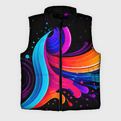 Мужской жилет Неоновая красочная абстракция - нейросеть, цвет: 3D-черный