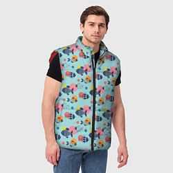 Мужской жилет Рыбы с геометрическим узором и кругами, цвет: 3D-красный — фото 2