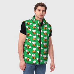 Мужской жилет Позитивные пчелы паттерн, цвет: 3D-черный — фото 2