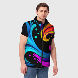 Мужской жилет Joy wave - ai art fantasy, цвет: 3D-черный — фото 2