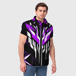 Мужской жилет Purple and white abstraction on a black background, цвет: 3D-черный — фото 2