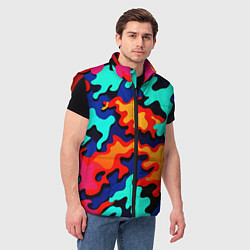 Мужской жилет Разноцветный кислотный камуфляж, цвет: 3D-красный — фото 2