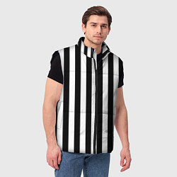 Мужской жилет Вертикальные черно белые полосы, цвет: 3D-черный — фото 2