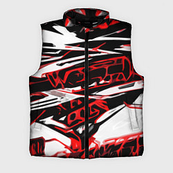 Мужской жилет Красно-чёрная агрессивная абстракция на белом фоне, цвет: 3D-черный