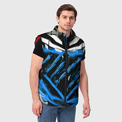Мужской жилет Blue and white abstraction on a black background, цвет: 3D-красный — фото 2