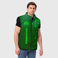 Мужской жилет Pokemon - green gradient по-вертикали, цвет: 3D-черный — фото 2