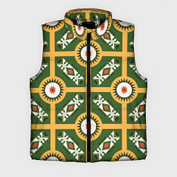 Мужской жилет Желто-зеленый этнический паттерн, цвет: 3D-черный