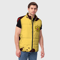 Мужской жилет Герб РФ текстура ретро, цвет: 3D-красный — фото 2